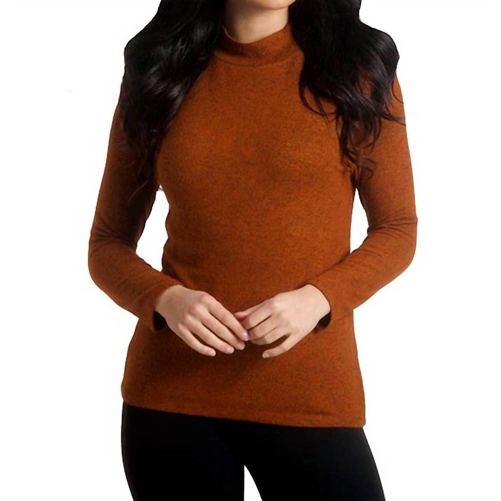 NEW FRENCH KYSS supersoft mock neck pullover in spice